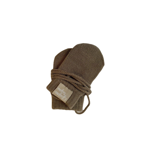Taupe Knit Baby Mittens, 6-12 months