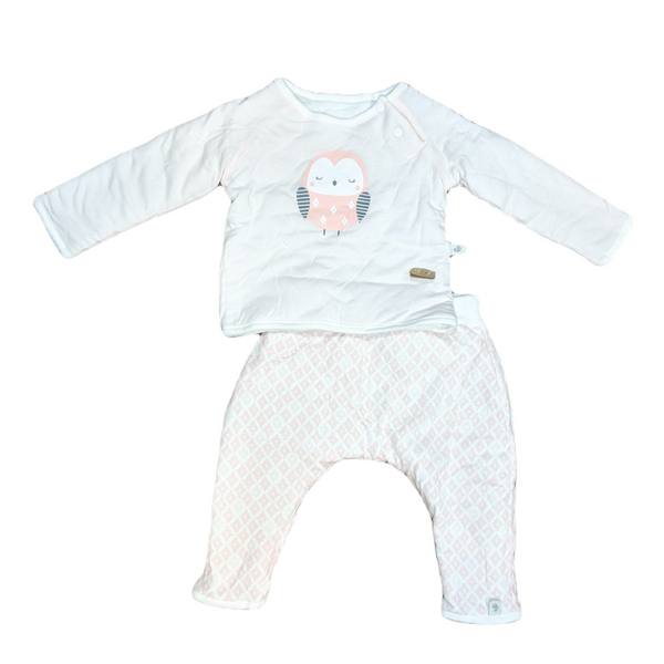 Quilted Sleepy Owl Top + Bottom Set, 9 months