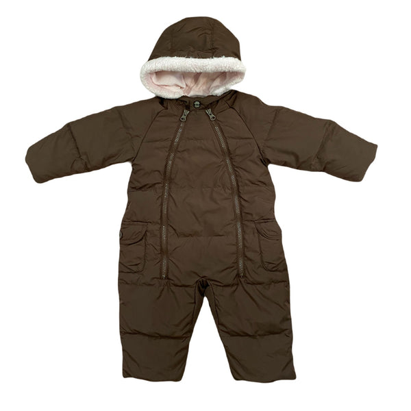 Chocolate Lightweight Down Filled Suit, 6-12 months