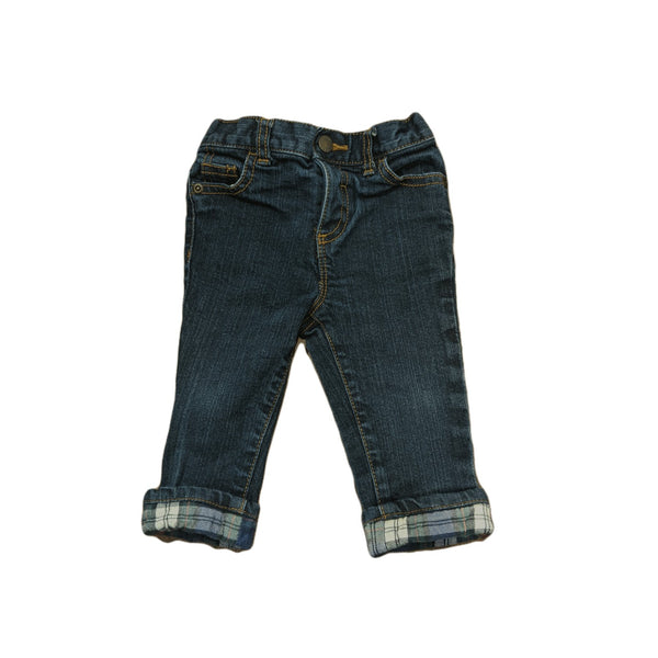 Plaid Cuff Jeans, 6-12 months