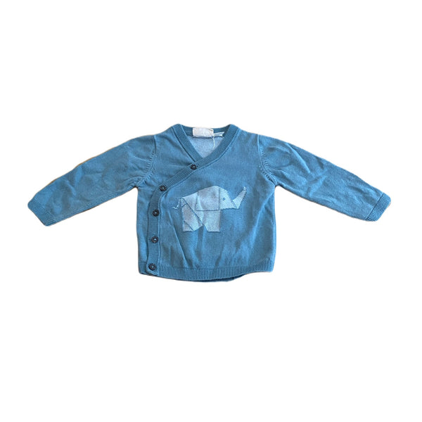 Teal Elephant Cardigan, 6-12 months (74/80)