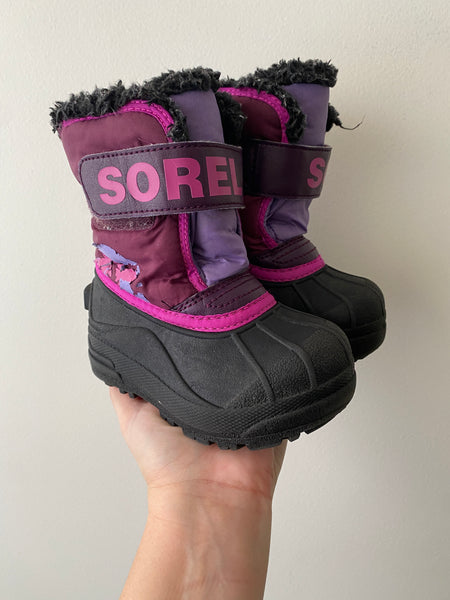 Pink and Purple Snow Commander Winter Boots, size 7